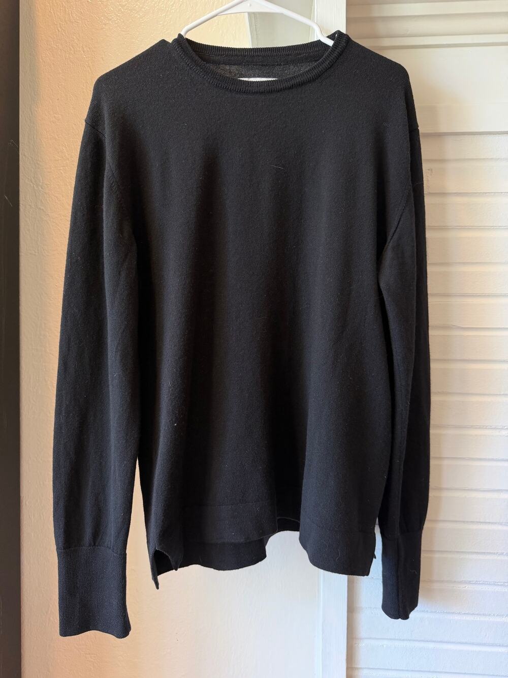 Officine Générale Paris 6e 100% Merino Wool Crewneck Sweater Black Size L Woman